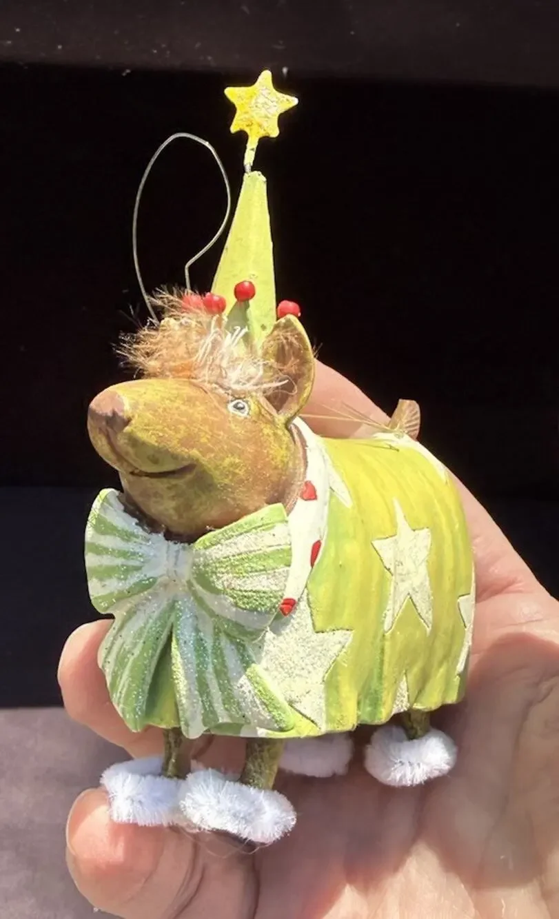 Dept 56 Patience Brewster KRINKLES DOG Terrier Mini ORNAMENT No Box -K1